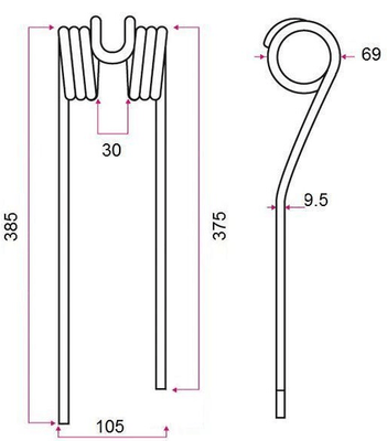 Pièces usure fenaison - JF-Stoll - Dent faneuse adaptable STOLL