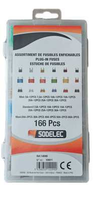Eclairage, signalisation - Coffrets - Fusibles enfichables mini, standard et maxi 166 pièces