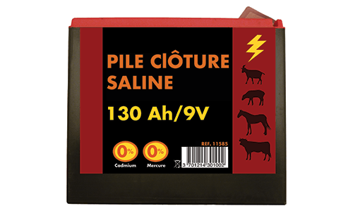 Clôtures - Batteries et piles - Pile saline 9 V 130 Ah