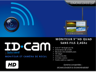 Equipement véhicules - Caméras - Écran partagé sans fil 9'' HD quad